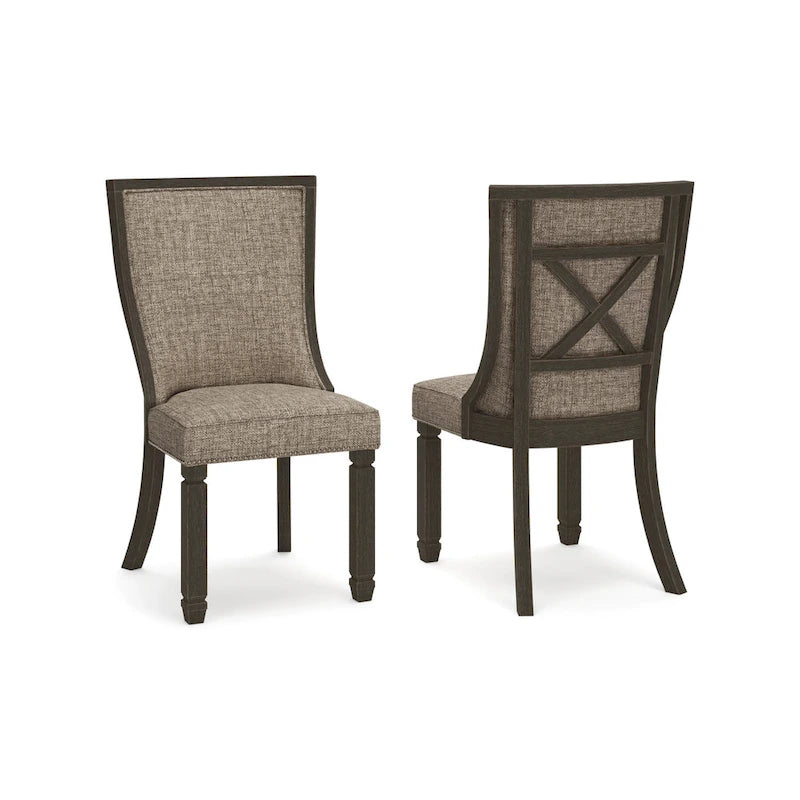 Trekk Dining Side Chair Set of 2, Black, Gray Brown Woven Polyester