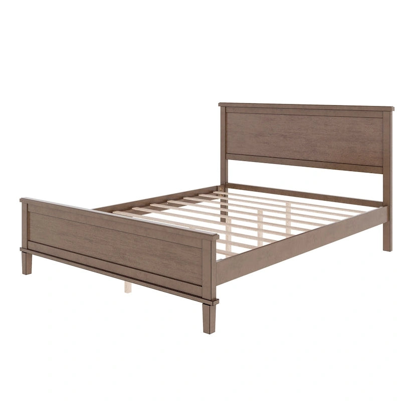 Cadre de lit plateforme en bois avec tête de lit, lit à panneaux en bois avec sommier à lattes et rangement sous le lit, aucun sommier tapissier requis
