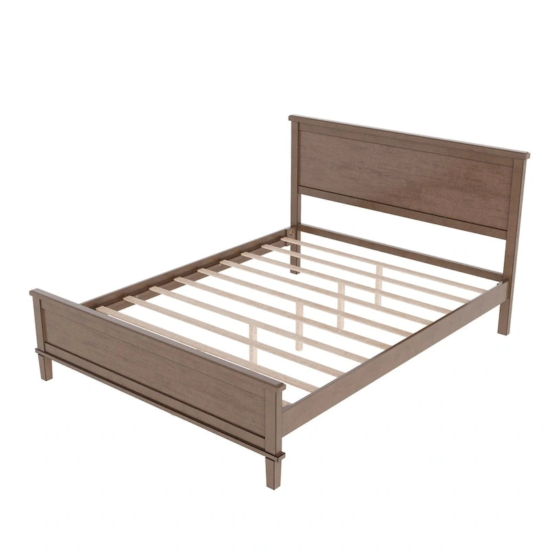 Cadre de lit plateforme en bois avec tête de lit, lit à panneaux en bois avec sommier à lattes et rangement sous le lit, aucun sommier tapissier requis