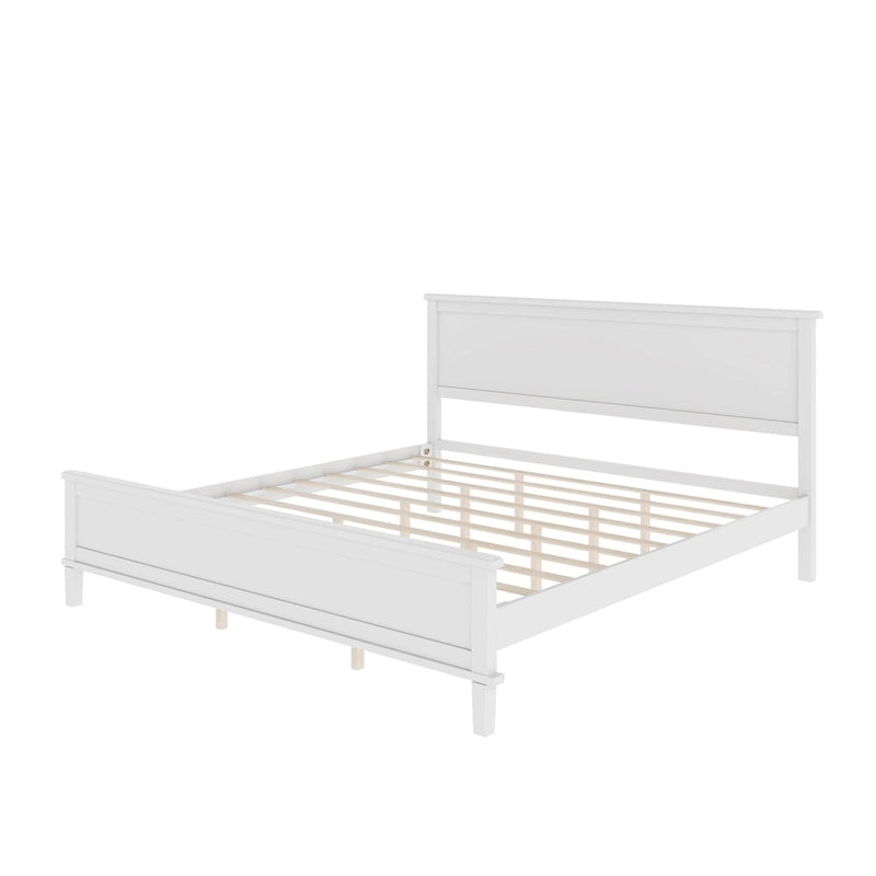 Cadre de lit plateforme en bois avec tête de lit, lit à panneaux en bois avec sommier à lattes et rangement sous le lit, aucun sommier tapissier requis