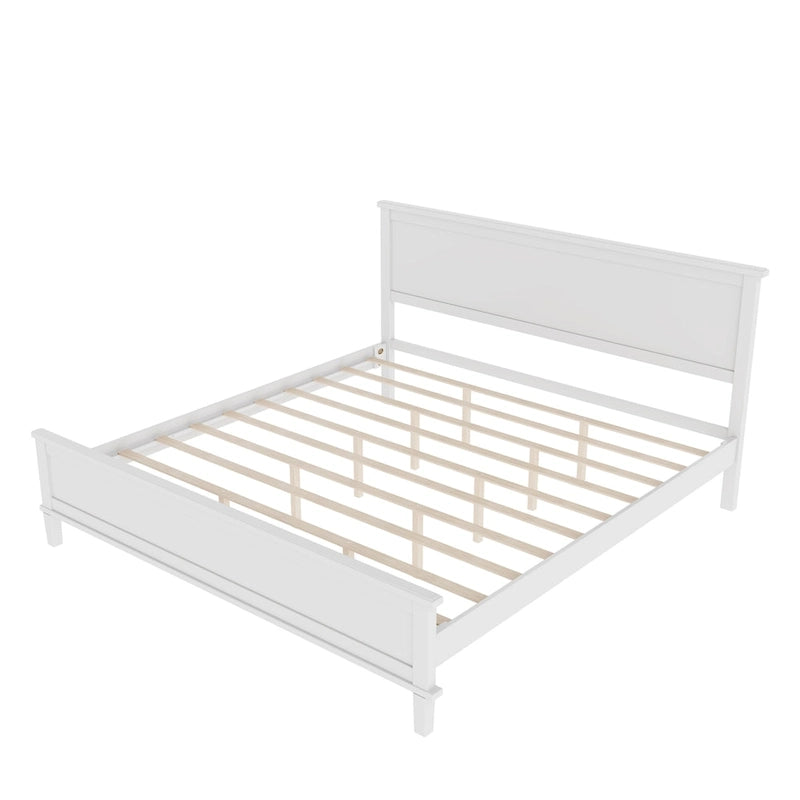 Cadre de lit plateforme en bois avec tête de lit, lit à panneaux en bois avec sommier à lattes et rangement sous le lit, aucun sommier tapissier requis