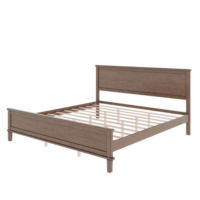 Cadre de lit plateforme en bois avec tête de lit, lit à panneaux en bois avec sommier à lattes et rangement sous le lit, aucun sommier tapissier requis