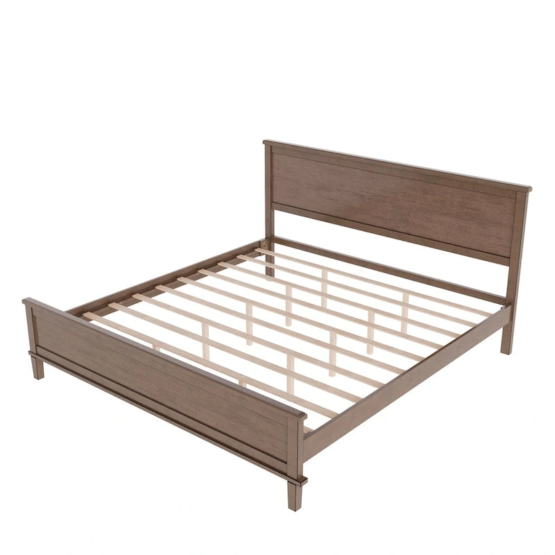 Cadre de lit plateforme en bois avec tête de lit, lit à panneaux en bois avec sommier à lattes et rangement sous le lit, aucun sommier tapissier requis