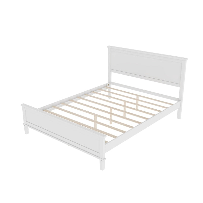 Cadre de lit plateforme en bois avec tête de lit, lit à panneaux en bois avec sommier à lattes et rangement sous le lit, aucun sommier tapissier requis