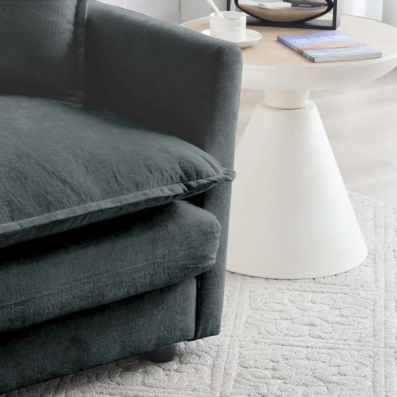 Canapé d'angle en U modulaire réversible à assise profonde, 6 places, avec poufs