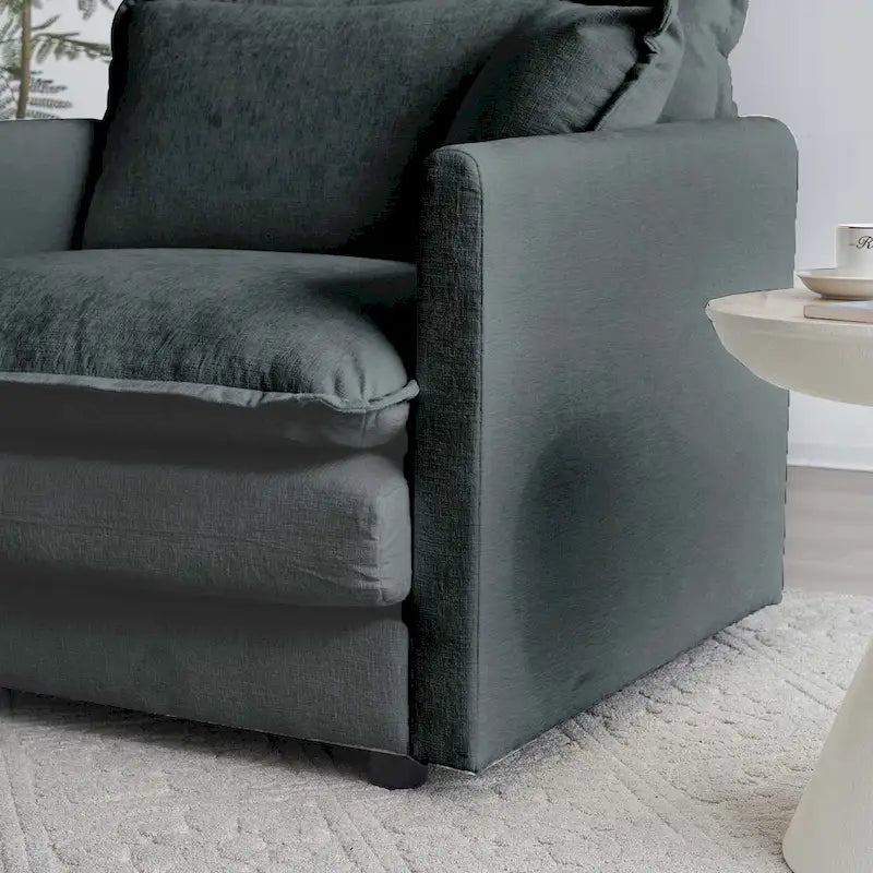 Canapé d'angle en U modulaire réversible à assise profonde, 6 places, avec poufs