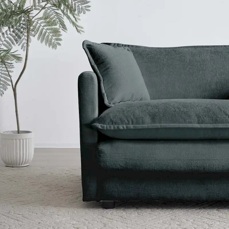Canapé d'angle en U modulaire réversible à assise profonde, 6 places, avec poufs