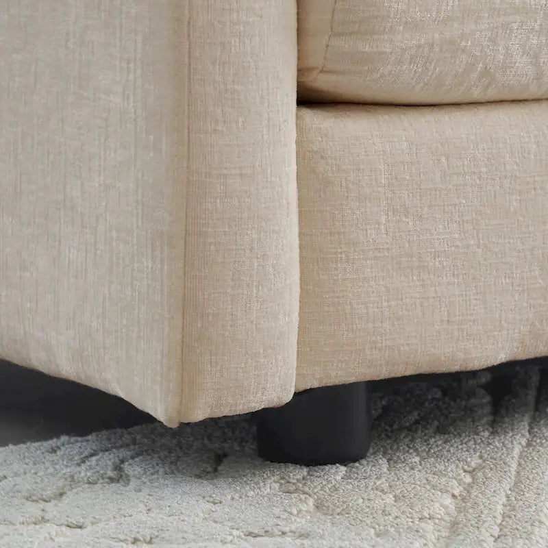 Canapé d'angle en U modulaire réversible à assise profonde, 6 places, avec poufs