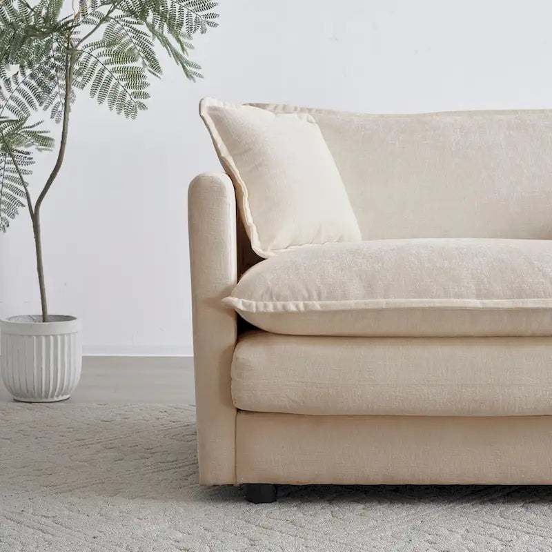 Canapé d'angle en U modulaire réversible à assise profonde, 6 places, avec poufs