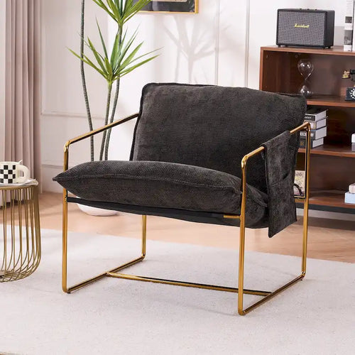 Fauteuil avec cadre en métal et accents dorés de 30,7 po (ensemble de 2)