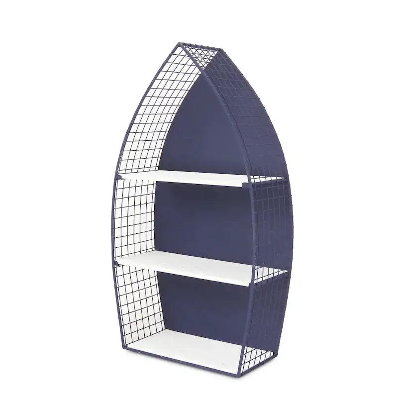 Étagère murale de 30,25 pouces – Design unique de canoë bleu