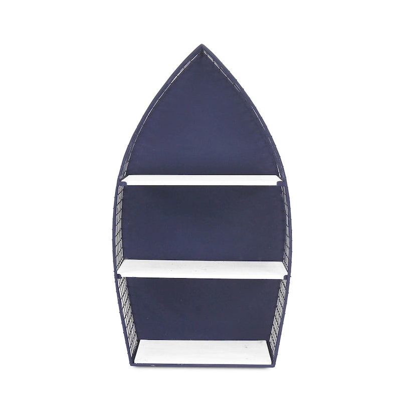 Étagère murale de 30,25 pouces – Design unique de canoë bleu