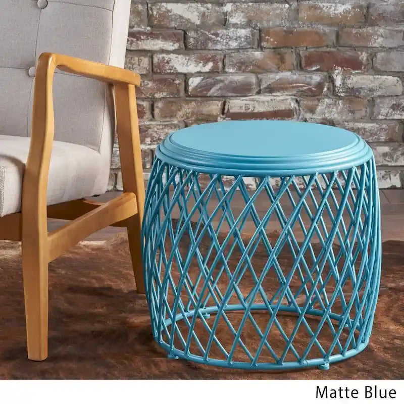 Table d'appoint ronde de 19 pouces à bord écossais