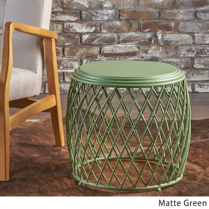 Table d'appoint ronde de 19 pouces à bord écossais