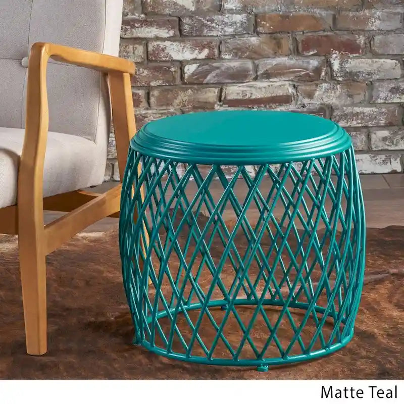 Table d'appoint ronde de 19 pouces à bord écossais