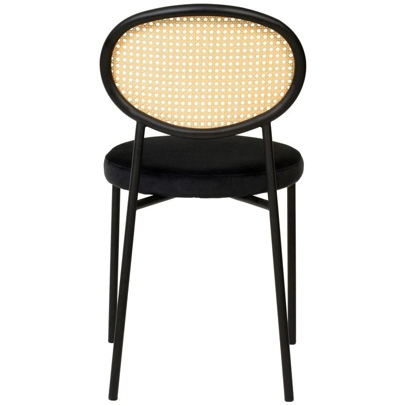 Chaise de salle à manger moderne avec assise en velours rembourrée - Chaise d'appoint à dossier en osier pour bureau, salon et cuisine