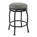 Metal Counter Stool with Swivelling Fabric Padded Seat, Gray and Black