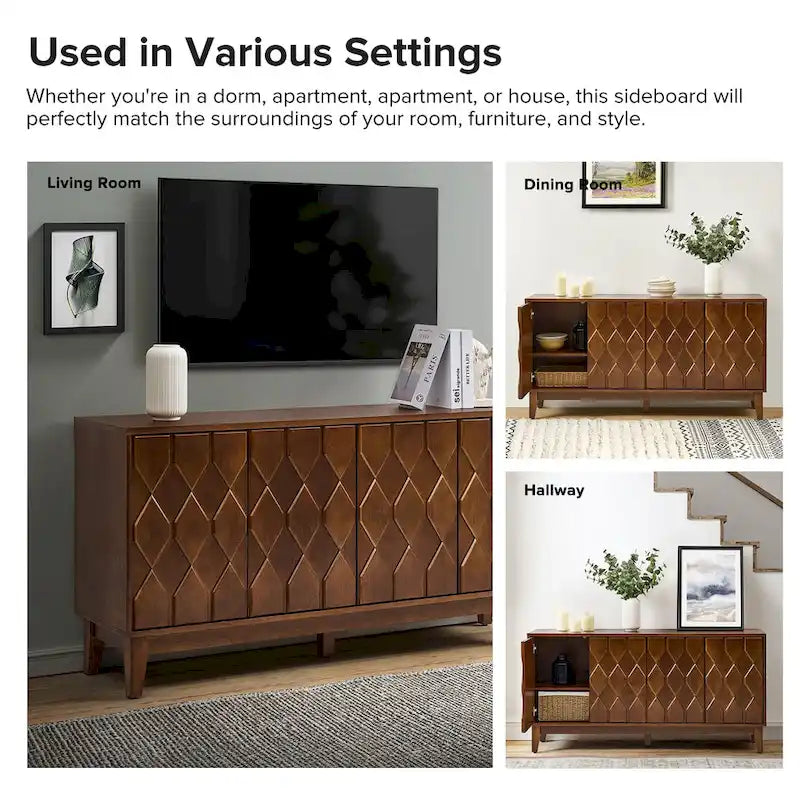 Buffet de rangement moderne 60" avec étagères réglables