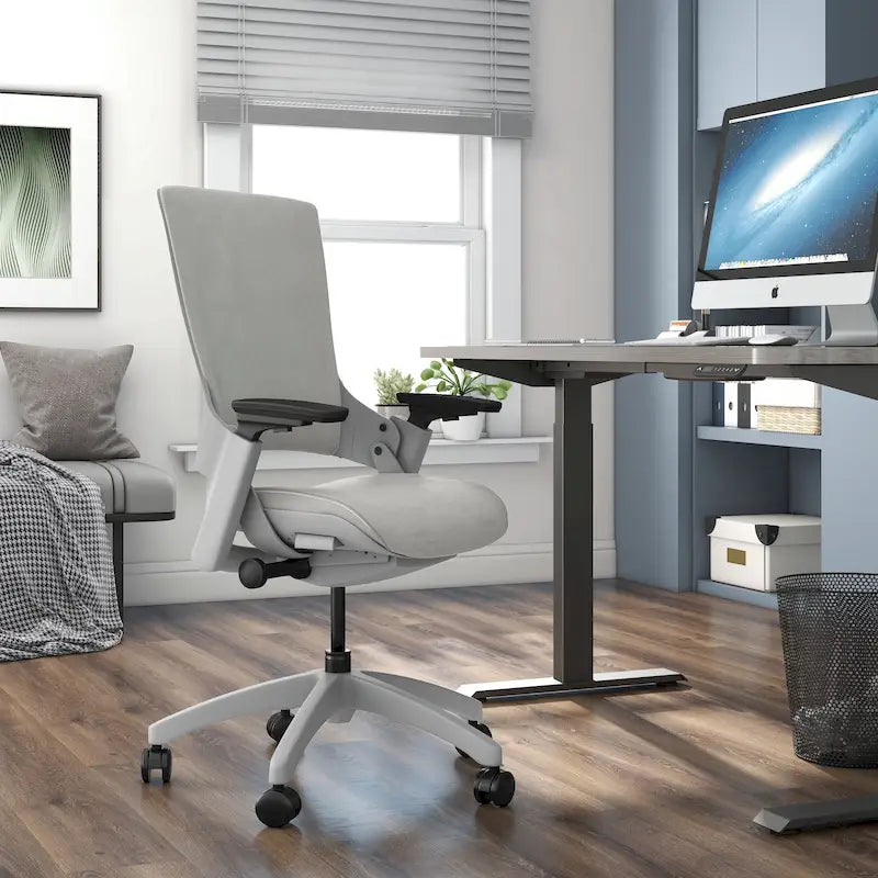 Chaise de bureau réglable en tissu gris moderne