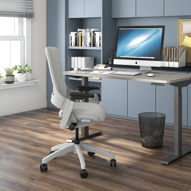 Chaise de bureau réglable en tissu gris moderne