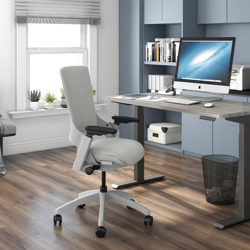 Chaise de bureau réglable en tissu gris moderne