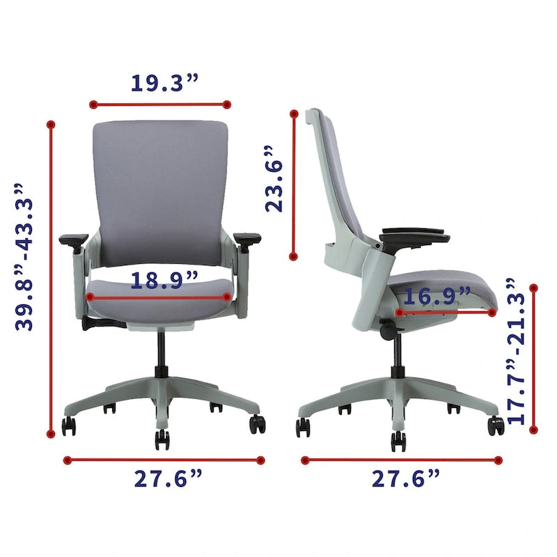 Chaise de bureau réglable en tissu gris moderne
