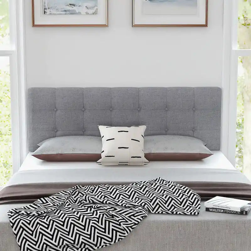 Costway Full/Queen Size Headboard Linen Fabric Upholstered Button - See Details