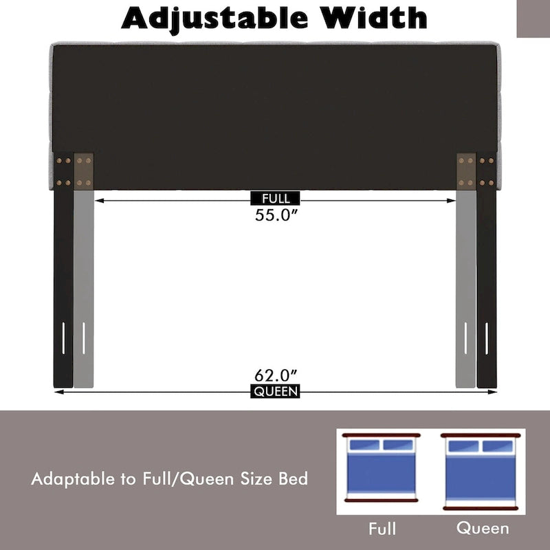 Tête de lit pour lit double/grand lit en tissu lin capitonné - Voir détails