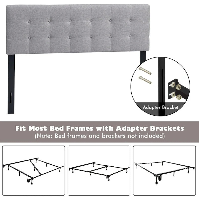 Tête de lit pour lit double/grand lit en tissu lin capitonné - Voir détails