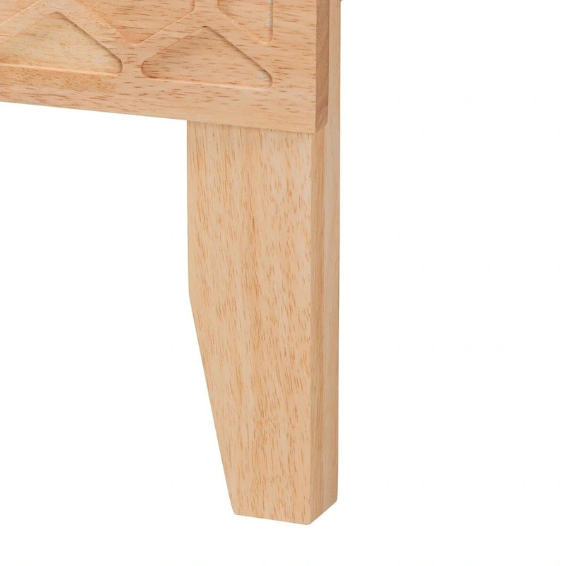 Lit plateforme Queen size naturel avec motif alvéolé sculpté