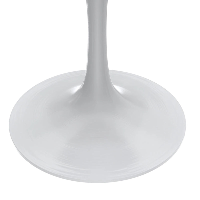 Table de salle à manger ronde avec plateau en résine blanche et piètement en acier blanc pour cuisine et salle à manger