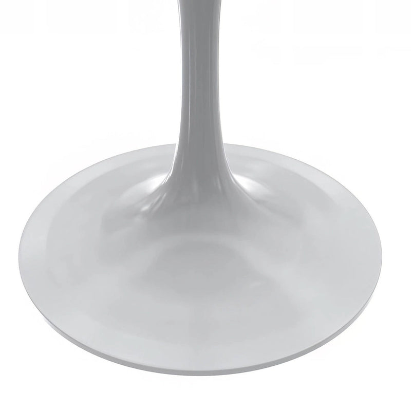 Table de salle à manger ronde avec plateau en résine blanche et piètement en acier blanc pour cuisine et salle à manger