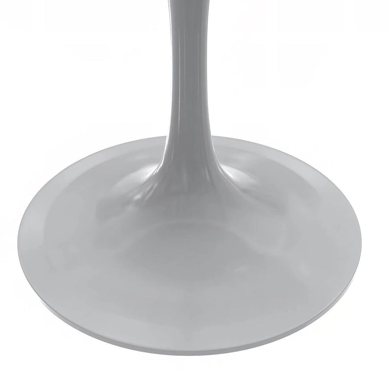 Table de salle à manger ronde avec plateau en résine blanche et piètement en acier blanc pour cuisine et salle à manger