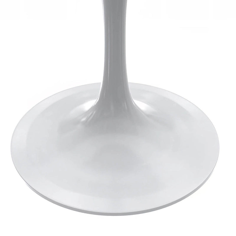 Table de salle à manger ronde avec plateau en résine blanche et piètement en acier blanc pour cuisine et salle à manger