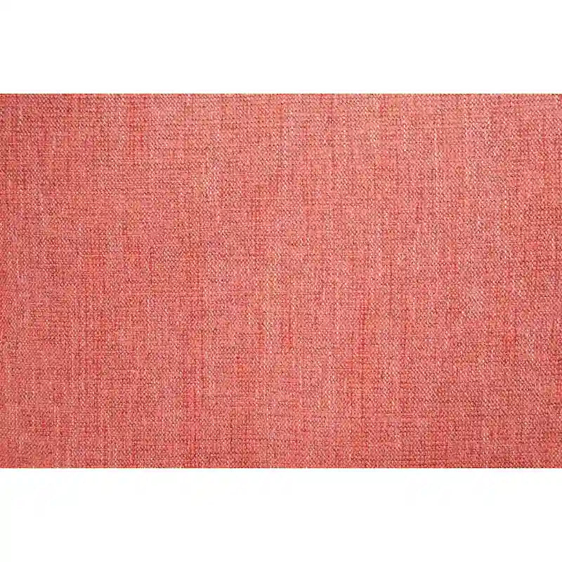 Canapé côtelé de style traditionnel, en tissu mélange polyester-lin couleur corail, doté d'accoudoirs arrondis, de coussins d'assise réversibles et de coussins décoratifs.