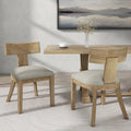 Chaises de salle à manger rembourrées (avec dossiers à lattes en bois d'hévéa, ensemble de 2)