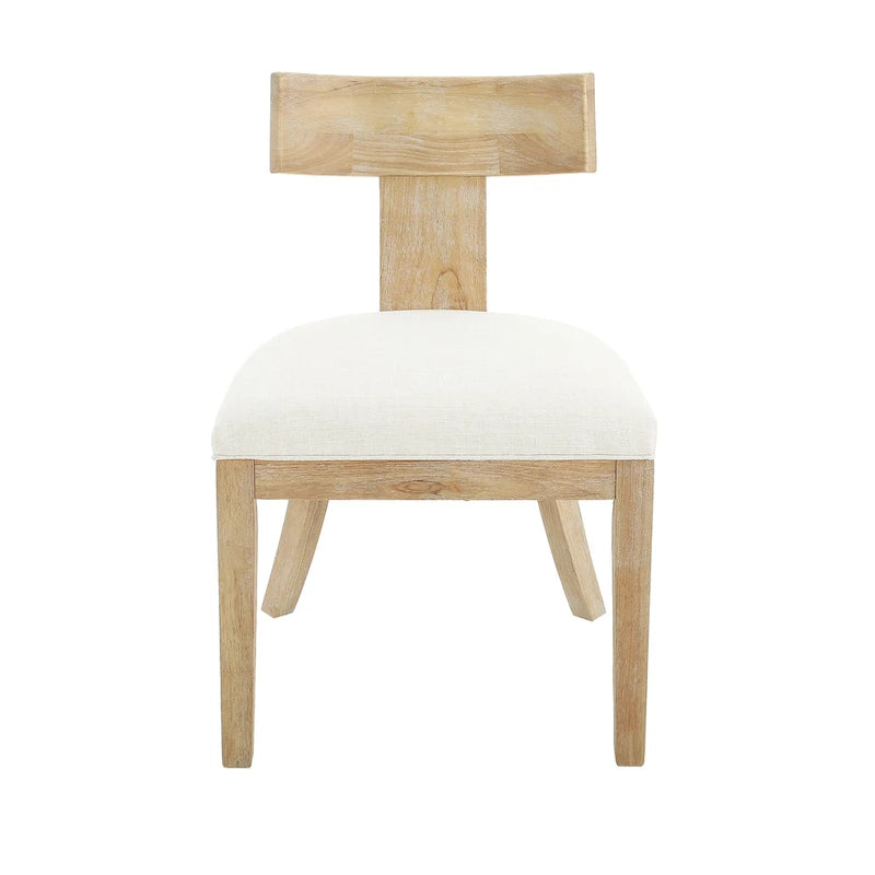 Chaises de salle à manger rembourrées (avec dossiers à lattes en bois d'hévéa, ensemble de 2)
