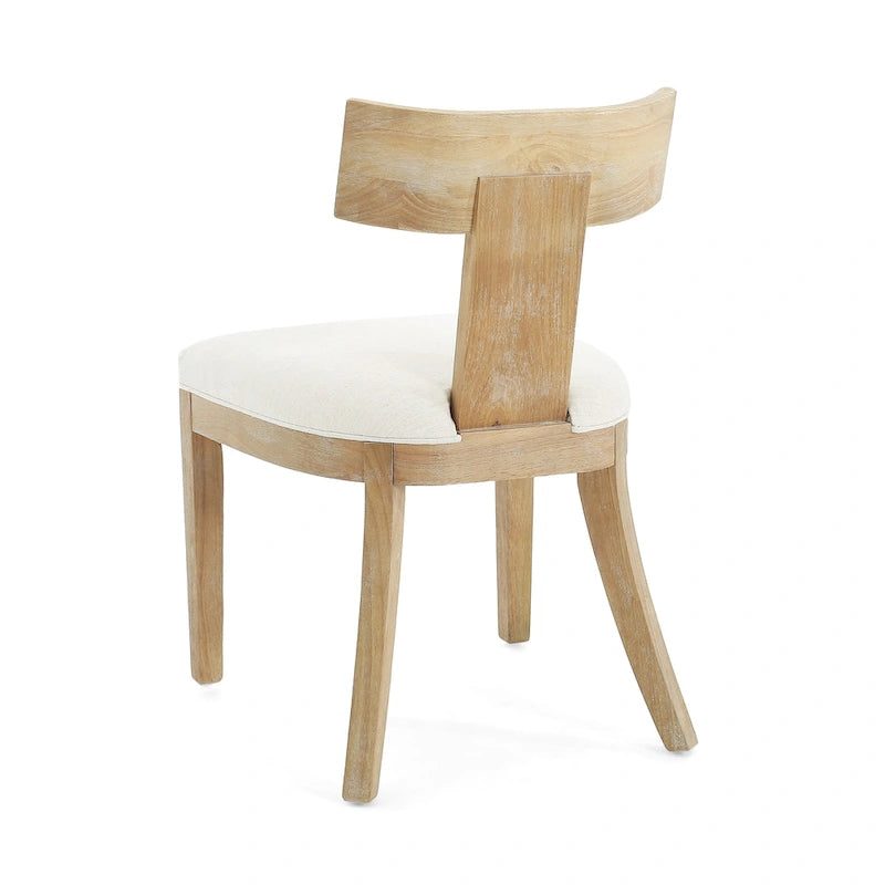 Chaises de salle à manger rembourrées (avec dossiers à lattes en bois d'hévéa, ensemble de 2)