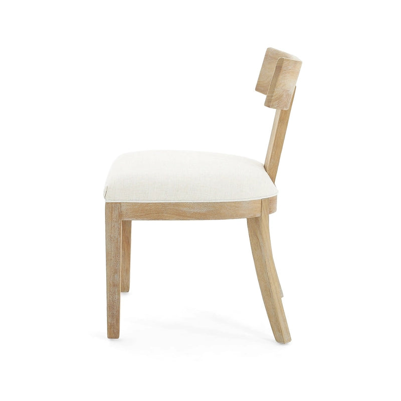 Chaises de salle à manger rembourrées (avec dossiers à lattes en bois d'hévéa, ensemble de 2)