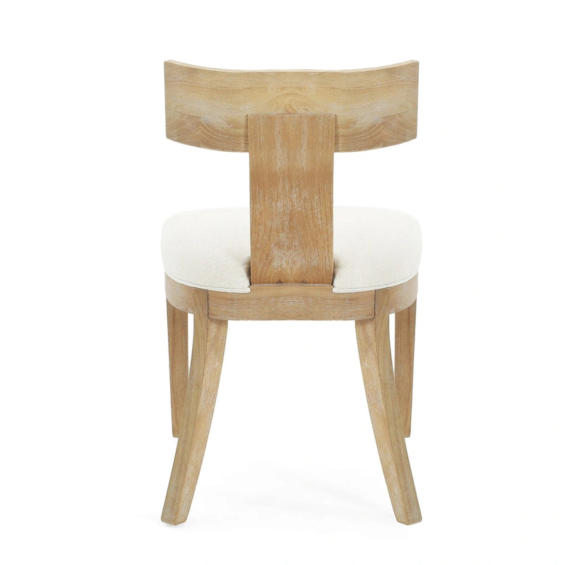 Chaises de salle à manger rembourrées (avec dossiers à lattes en bois d'hévéa, ensemble de 2)