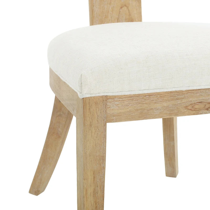 Chaises de salle à manger rembourrées (avec dossiers à lattes en bois d'hévéa, ensemble de 2)