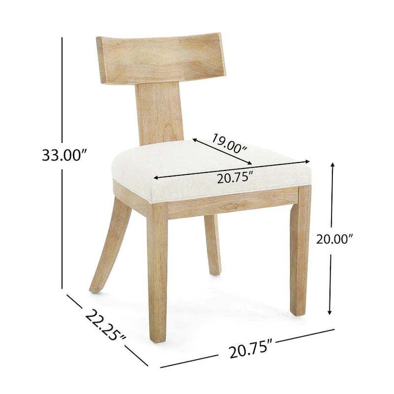 Chaises de salle à manger rembourrées (avec dossiers à lattes en bois d'hévéa, ensemble de 2)
