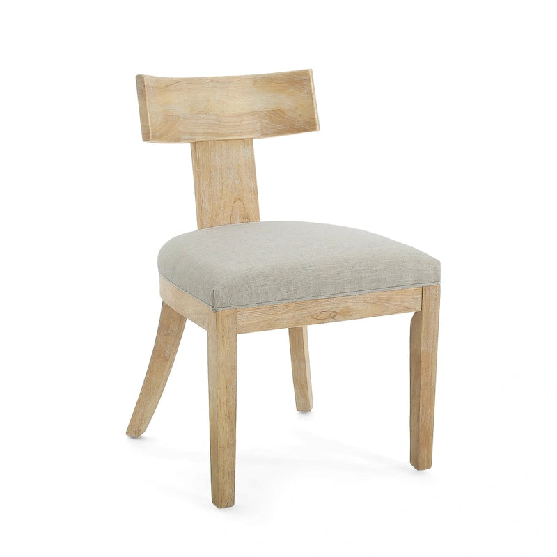 Chaises de salle à manger rembourrées (avec dossiers à lattes en bois d'hévéa, ensemble de 2)
