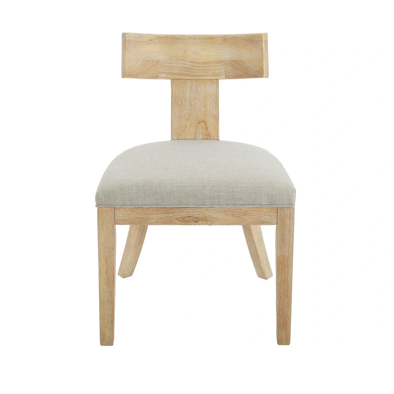 Chaises de salle à manger rembourrées (avec dossiers à lattes en bois d'hévéa, ensemble de 2)