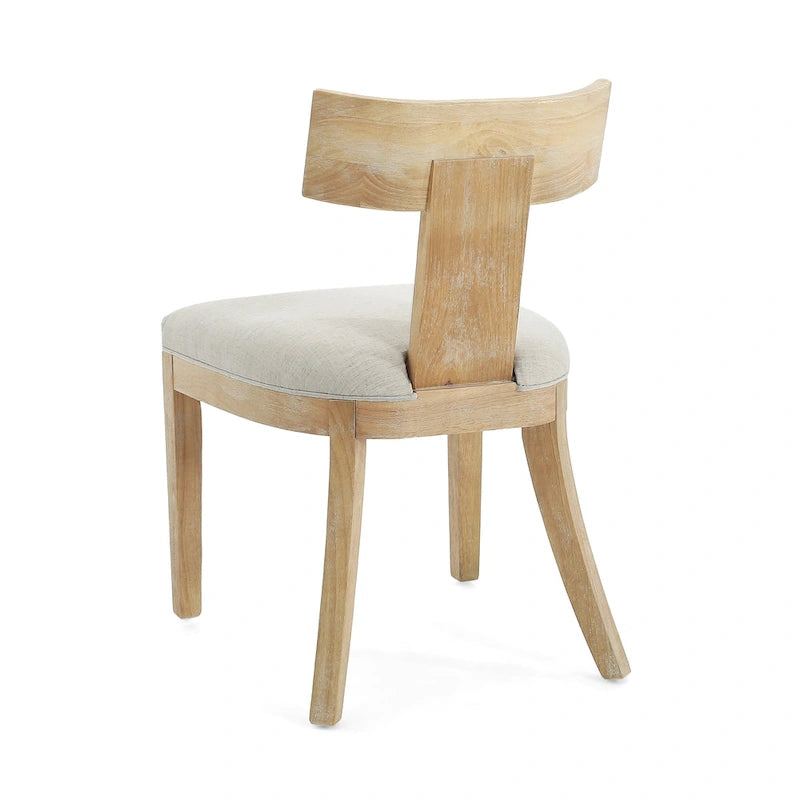 Chaises de salle à manger rembourrées (avec dossiers à lattes en bois d'hévéa, ensemble de 2)