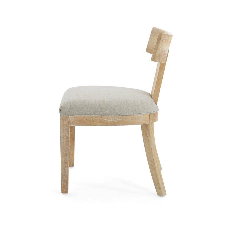 Chaises de salle à manger rembourrées (avec dossiers à lattes en bois d'hévéa, ensemble de 2)