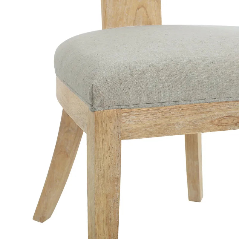 Chaises de salle à manger rembourrées (avec dossiers à lattes en bois d'hévéa, ensemble de 2)