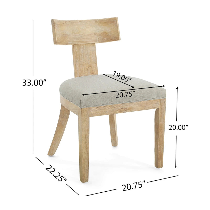 Chaises de salle à manger rembourrées (avec dossiers à lattes en bois d'hévéa, ensemble de 2)