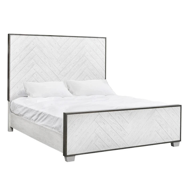 Lit vintage blanc style ferme moderne avec cadre en métal