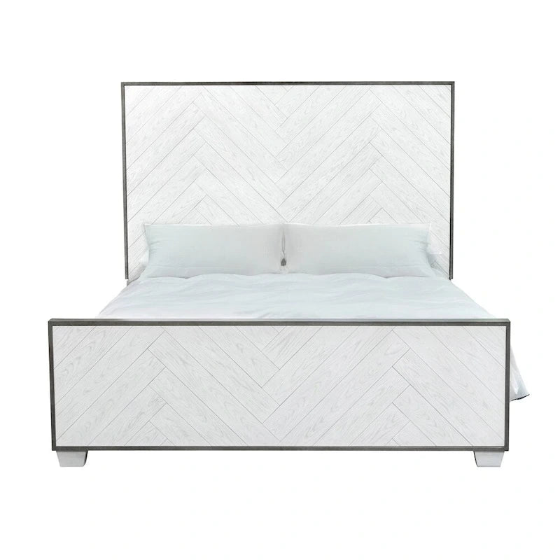 Lit vintage blanc style ferme moderne avec cadre en métal